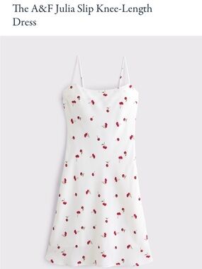 Abercrombie & Fitch White Julia Slip Dress with Red Cherry Print